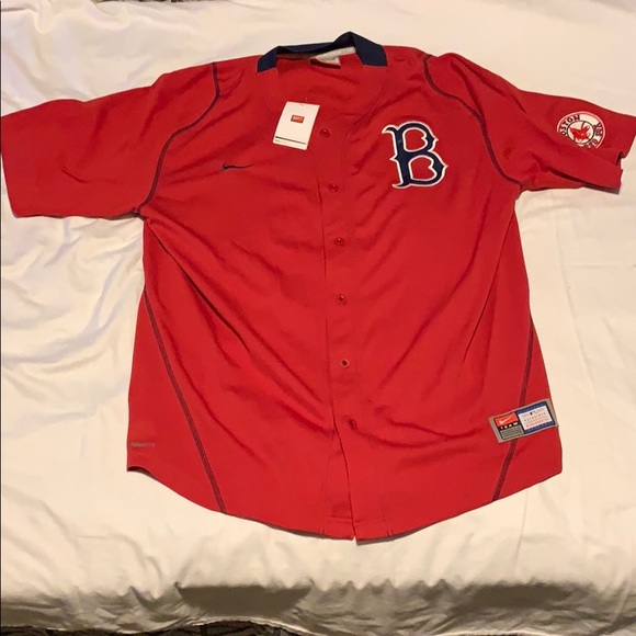 red sox button up jersey